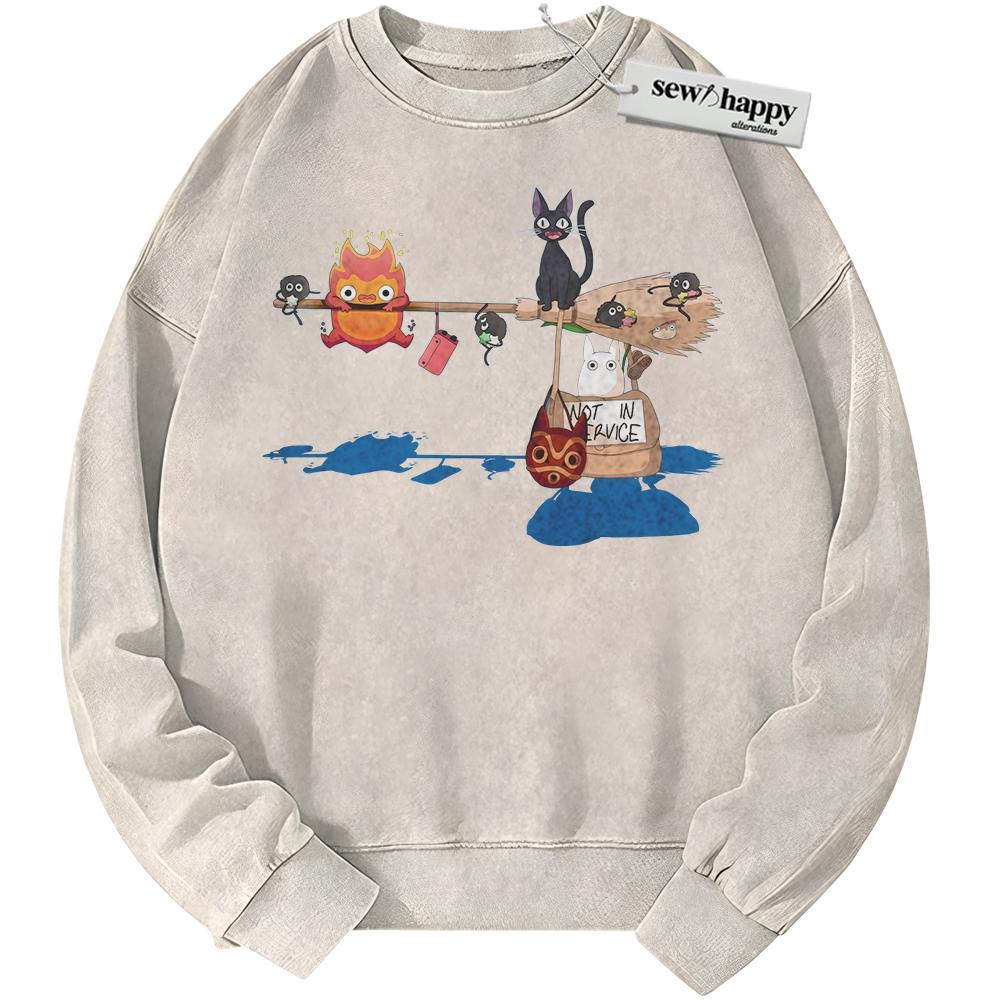 Wash Sweatshirt Studio Ghibli Sweatshirt, Anime Sweatshirt, Vintage Sweater