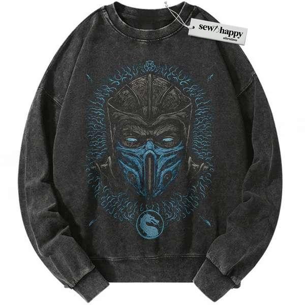 Wash Sweatshirt Sub Zero Sweatshirt, Mortal Kombat Sweatshirt, Game Sweatshirt, Vintage Sweater
