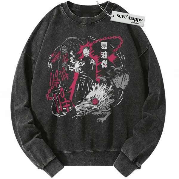Wash Sweatshirt Suguru Geto Sweatshirt, Jujutsu Kaisen Sweatshirt, Anime Sweatshirt, Vintage Sweater