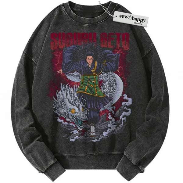 Wash Sweatshirt Suguru Geto Sweatshirt, Jujutsu Kaisen Sweatshirt, Anime Sweatshirt, Vintage Sweatshirt