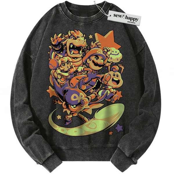 Wash Sweatshirt Super Mario Bros Sweatshirt, Game Sweatshirt, Vintage Sweatshirt