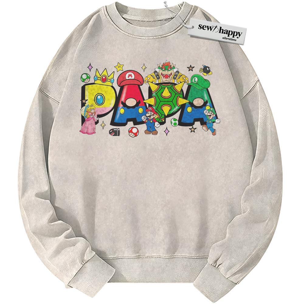 Wash Sweatshirt Super Mario Sweatshirt, Father's Day Sweatshirt, Game Sweatshirt, Vintage Sweater