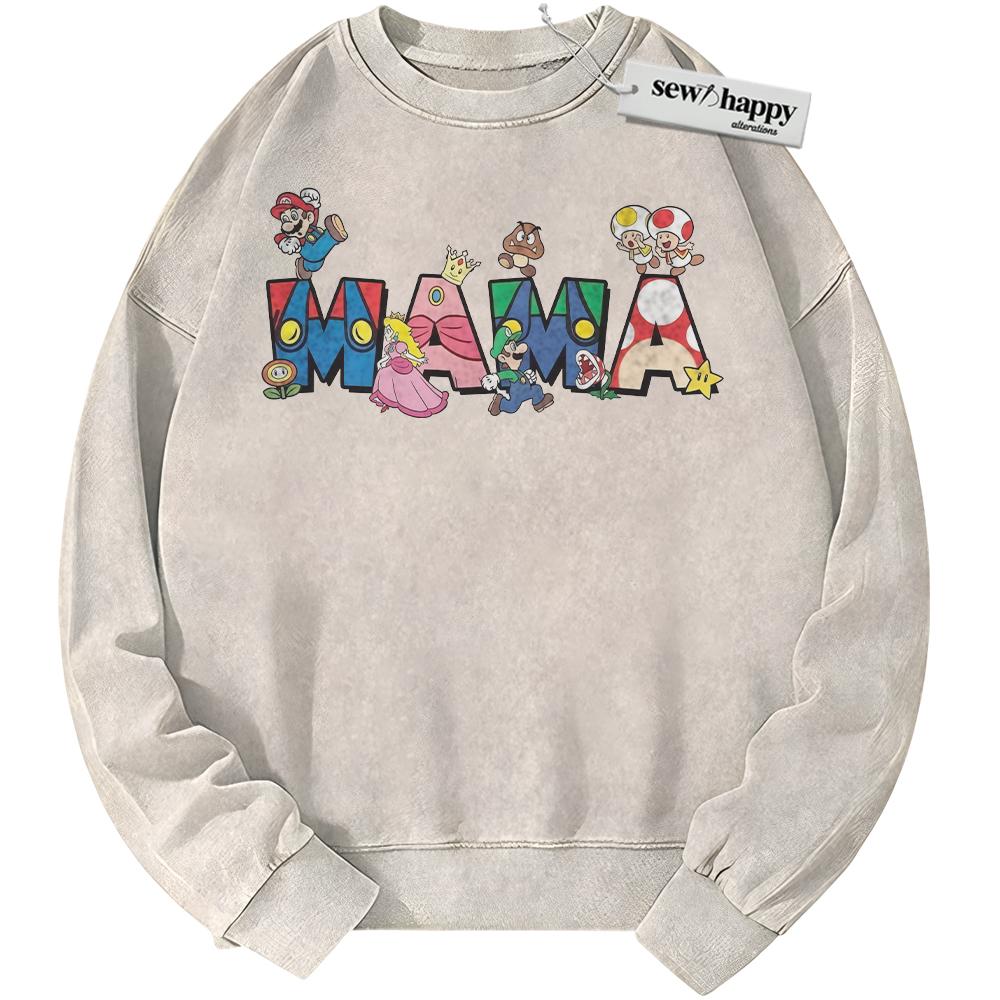 Wash Sweatshirt Super Mario Sweatshirt, Mother's Day Sweatshirt, Game Sweatshirt, Vintage Sweater