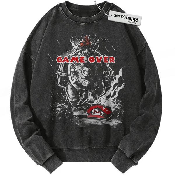 Wash Sweatshirt Super Mario Sweatshirt, Super Smash Bros Sweatshirt, Game Sweatshirt, Anime Sweatshirt, Vintage Sweatshirt