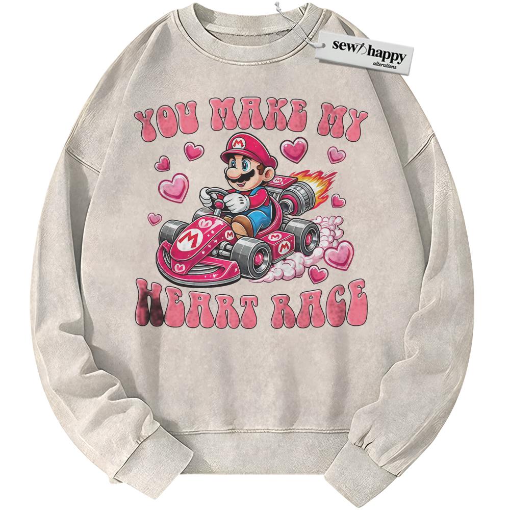 Wash Sweatshirt Super Mario Sweatshirt, Valentine's Day Sweatshirt, Game Sweatshirt, Vintage Sweater