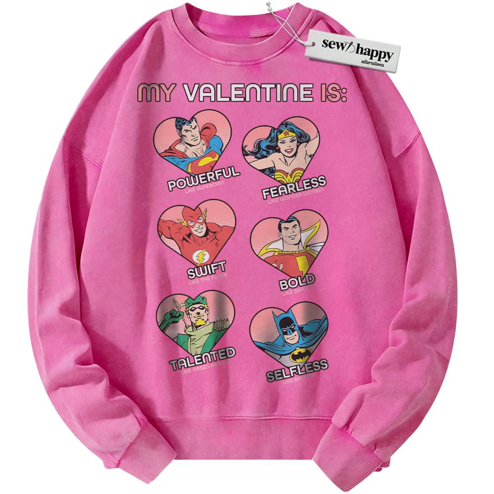 Wash Sweatshirt Superman Sweatshirt, Wonder Woman Sweatshirt, The Flash Sweatshirt, Shazam Sweatshirt, Valentine's Day Sweatshirt, Comic Sweatshirt, Vintage Sweater