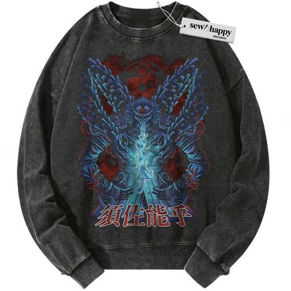 Wash Sweatshirt Susanoo Sweatshirt, Naruto Sweatshirt, Anime Sweatshirt, Vintage Sweater