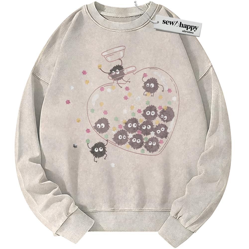 Wash Sweatshirt Susuwatari Sweatshirt, My Neighbor Totoro Sweatshirt, Spirited Away Sweatshirt, Valentine's Day Sweatshirt, Anime Sweatshirt, Vintage Sweater