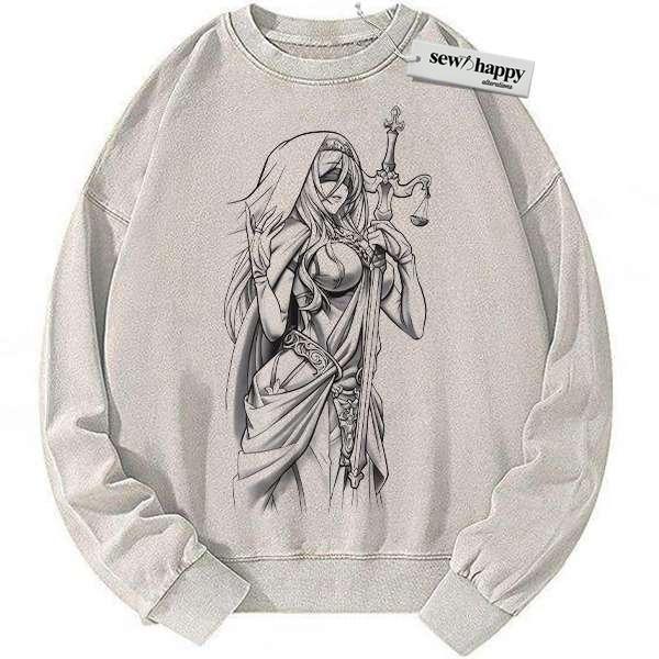 Wash Sweatshirt Sword Maiden Sweatshirt, Goblin Slayer Sweatshirt, Anime Sweatshirt, Vintage Sweatshirt