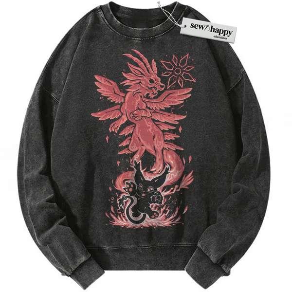 Wash Sweatshirt Tailmon Sweatshirt, Digimon Adventure Sweatshirt, Anime Sweatshirt, Vintage Sweater