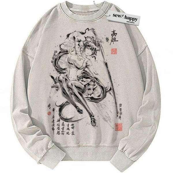 Wash Sweatshirt Takao Sweatshirt, Azur Lane Sweatshirt, Game Sweatshirt, Vintage Sweater