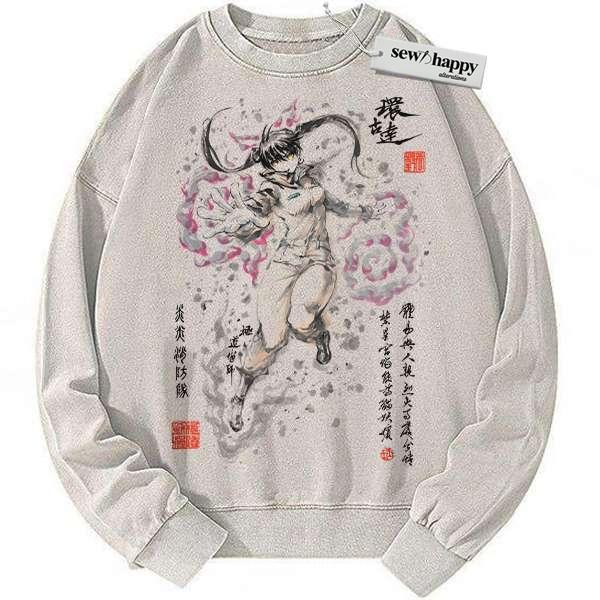 Wash Sweatshirt Tamaki Kotatsu Sweatshirt, Fire Force Sweatshirt, Anime Sweatshirt, Vintage Sweater