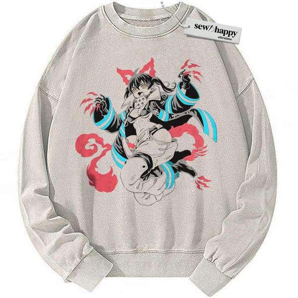 Wash Sweatshirt Tamaki Kotatsu Sweatshirt, Fire Force Sweatshirt, Anime Sweatshirt, Vintage Sweatshirt