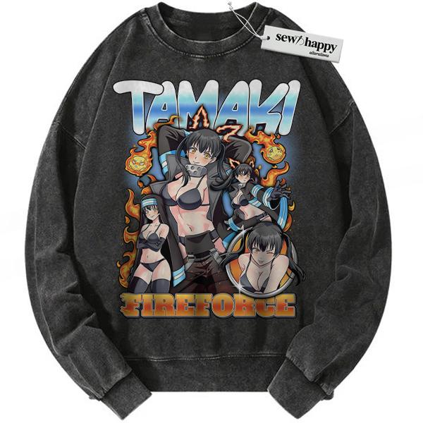 Wash Sweatshirt Tamaki Kotatsu Sweatshirt, Fire Force Sweatshirt, Anime Sweatshirt, Vintage Sweatshirt