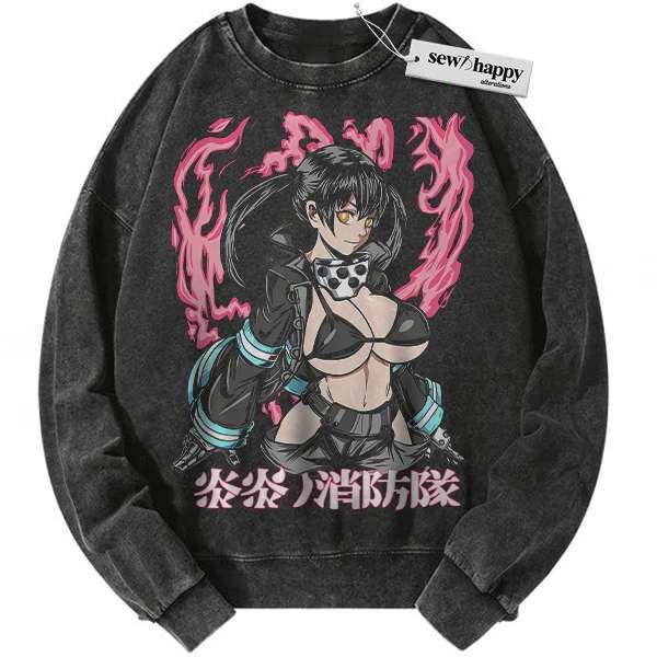 Wash Sweatshirt Tamaki Kotatsu Sweatshirt, Fire Force Sweatshirt, Anime Sweatshirt, Vintage Sweatshirt
