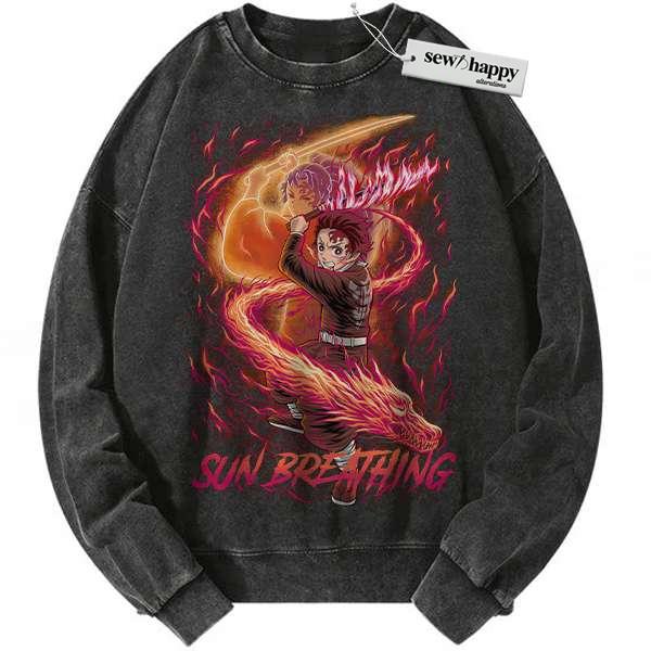 Wash Sweatshirt Tanjiro Kamado Sweatshirt, Demon Slayer Sweatshirt, Anime Sweatshirt, Vintage Sweatshirt Wash Sweatshirt Tanjiro Kamado Sweatshirt, Demon Slayer Sweatshirt, Anime Sweatshirt, Vintage Sweatshirt - Image 1
