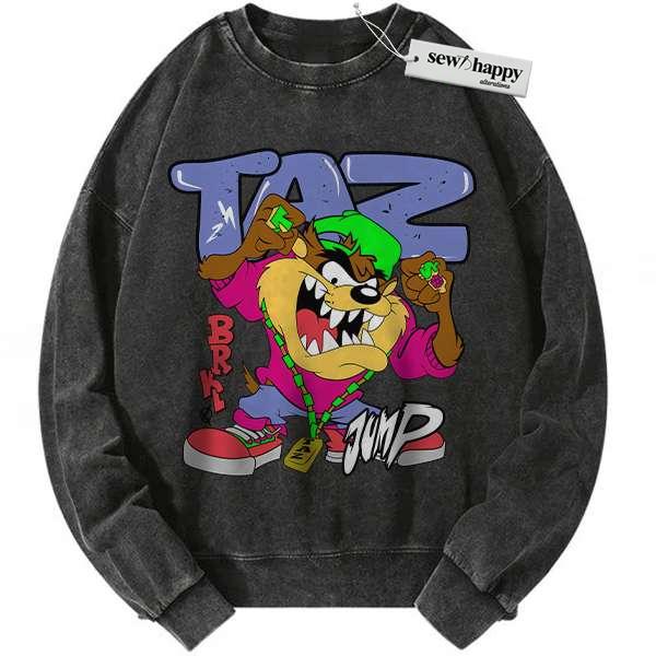 Wash Sweatshirt Tasmanian Devil Sweatshirt, Looney Tunes Sweatshirt, Cartoon Sweatshirt, Vintage Sweater