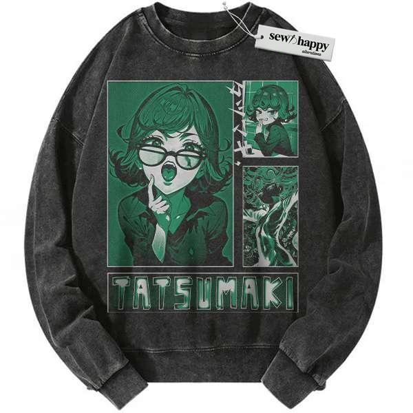 Wash Sweatshirt Tatsumaki Sweatshirt, One Punch Man Sweatshirt, Anime Sweatshirt, Vintage Sweater