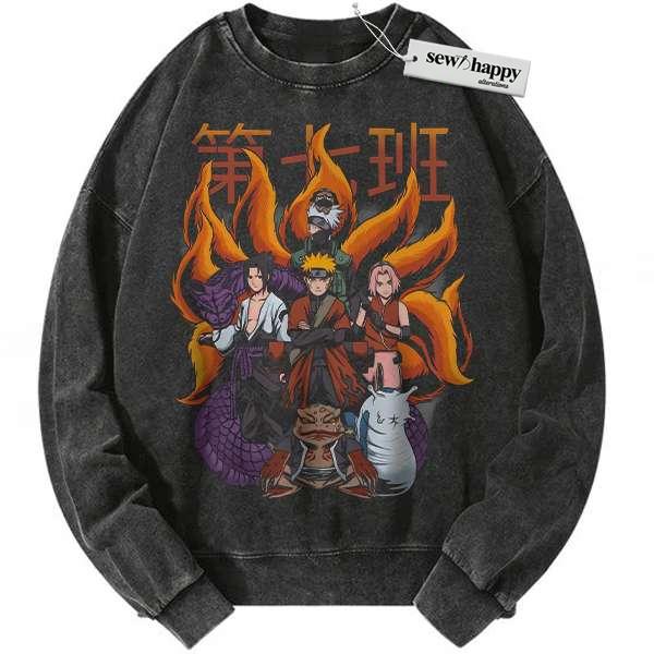 Wash Sweatshirt Team 7 - Naruto Sweatshirt, Anime Sweatshirt, Vintage Sweatshirt