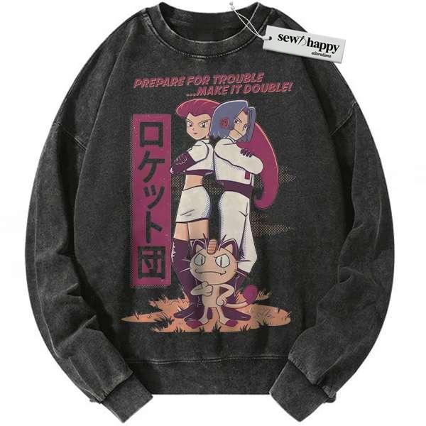 Wash Sweatshirt Team Rocket Sweatshirt, Pokemon Sweatshirt, Anime Sweatshirt, Vintage Sweatshirt