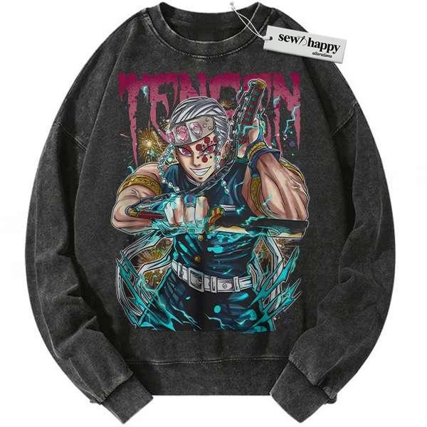 Wash Sweatshirt Tengen Uzui Sweatshirt, Demon Slayer Sweatshirt, Anime Sweatshirt, Vintage Sweater