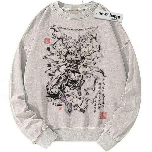 Wash Sweatshirt Tengen Uzui Sweatshirt, Demon Slayer Sweatshirt, Anime Sweatshirt, Vintage Sweater