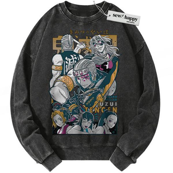 Wash Sweatshirt Tengen Uzui Sweatshirt, Demon Slayer Sweatshirt, Anime Sweatshirt, Vintage Sweatshirt Wash Sweatshirt Tengen Uzui Sweatshirt, Demon Slayer Sweatshirt, Anime Sweatshirt, Vintage Sweatshirt - Image 1