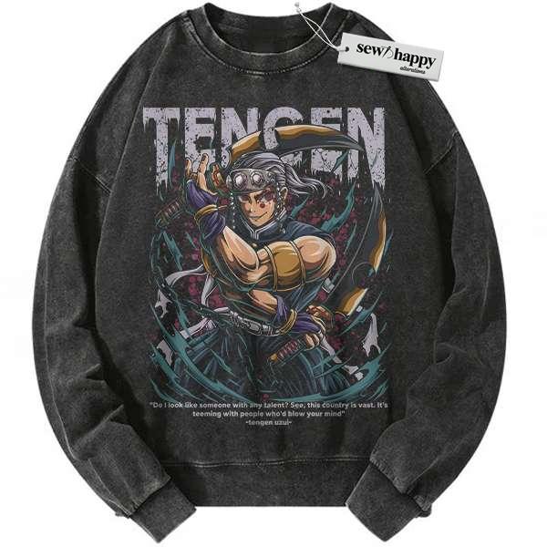 Wash Sweatshirt Tengen Uzui Sweatshirt, Demon Slayer Sweatshirt, Anime Sweatshirt, Vintage Sweatshirt