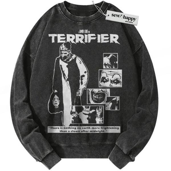 Wash Sweatshirt Terrifier Sweatshirt, Halloween Sweatshirt, Horror Movie Sweatshirt, Vintage Sweatshirt