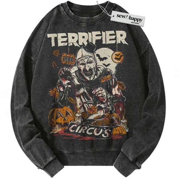 Wash Sweatshirt Terrifier Sweatshirt, Halloween Sweatshirt, Horror Sweatshirt, Vintage Sweater