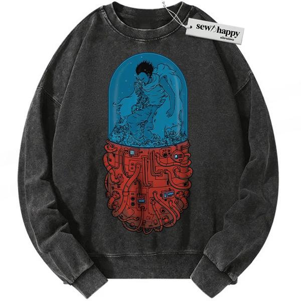 Wash Sweatshirt Tetsuo Shima Sweatshirt, Akira Sweatshirt, Anime Sweatshirt, Vintage Sweatshirt