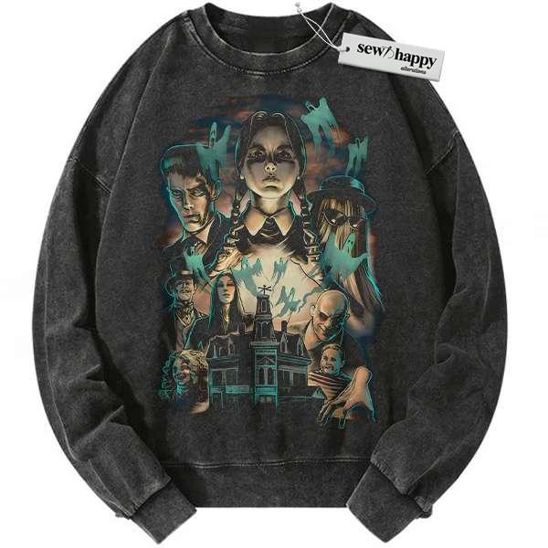 Wash Sweatshirt The Addams Family Sweatshirt, Horror Sweatshirt, Halloween Sweatshirt, Vintage Sweatshirt