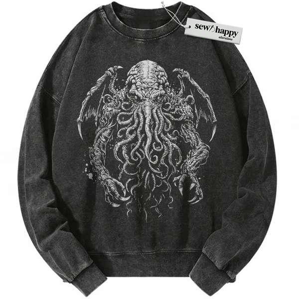 Wash Sweatshirt The Call of Cthulhu Sweatshirt, Movie Sweatshirt, Vintage Sweater