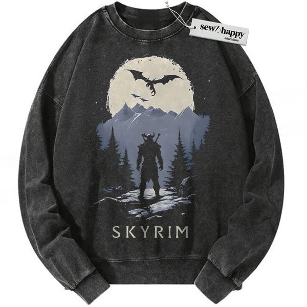 Wash Sweatshirt The Elder Scrolls V: Skyrim Sweatshirt, Game Sweatshirt, Vintage Sweater