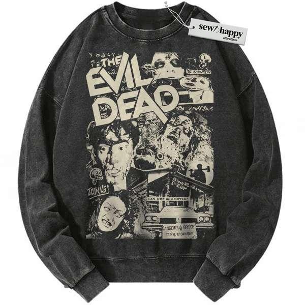 Wash Sweatshirt The Evil Dead Sweatshirt, Halloween Sweatshirt, Horror Movie Sweatshirt, Vintage Sweater