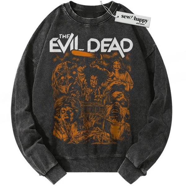 Wash Sweatshirt The Evil Dead Sweatshirt, Horror Movie Sweatshirt, Halloween Sweatshirt, Vintage Sweater