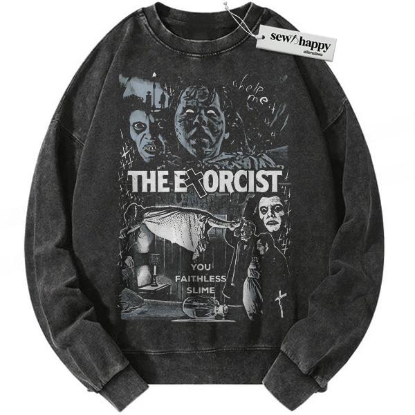 Wash Sweatshirt The Exorcist Sweatshirt, Halloween Sweatshirt, Horror Movie Sweatshirt, Vintage Sweatshirt