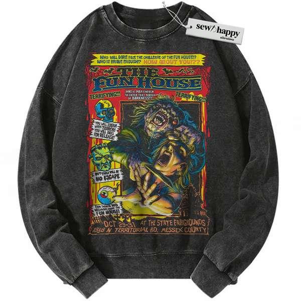 Wash Sweatshirt The Funhouse Sweatshirt, Halloween Sweatshirt, Horror Sweatshirt, Vintage Sweater