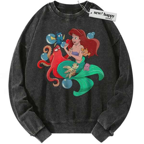 Wash Sweatshirt The Little Mermaid Sweatshirt, Animated Sweatshirt, Vintage Sweatshirt