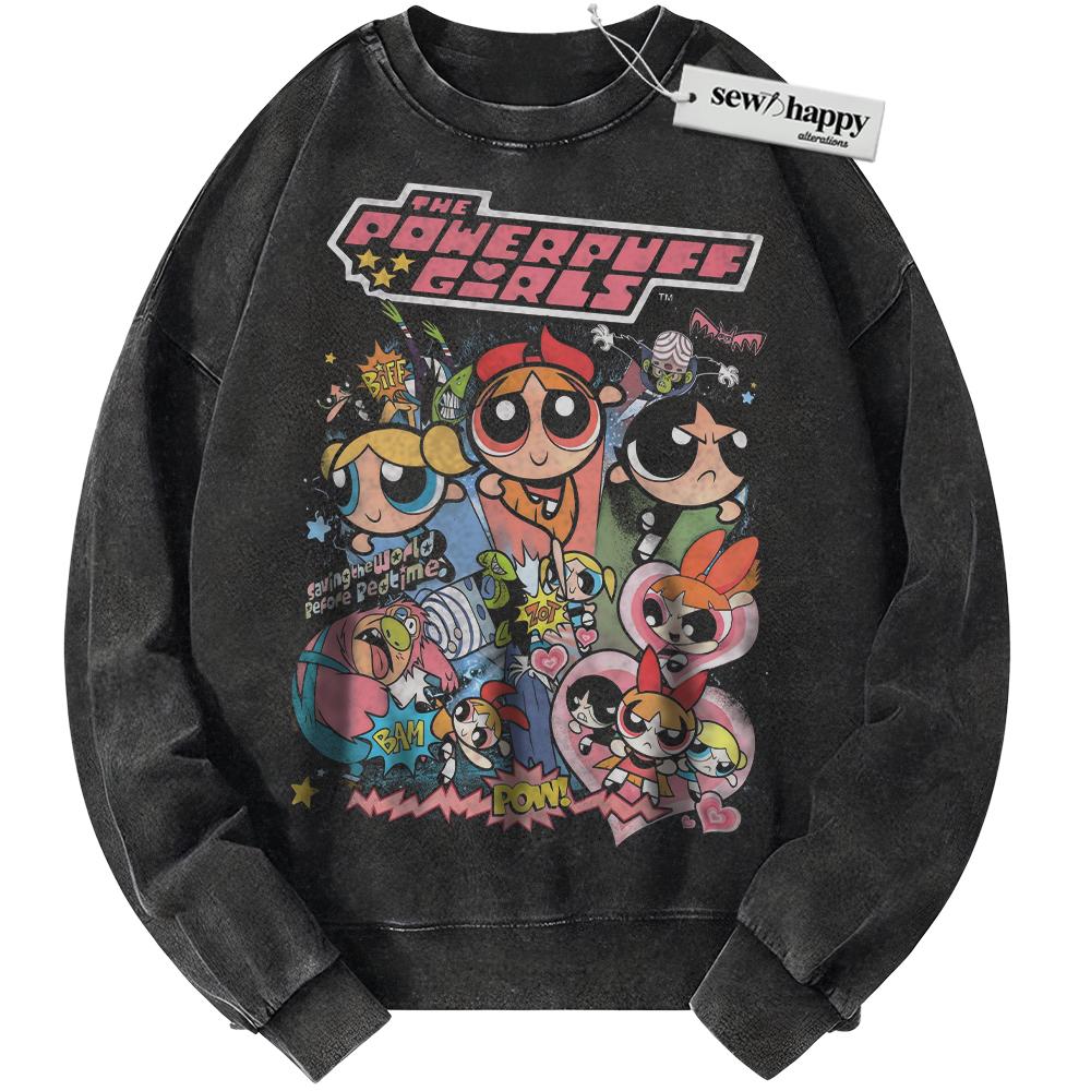 Wash Sweatshirt The Powerpuff Girls Sweatshirt, Animated Sweatshirt, Vintage Sweater
