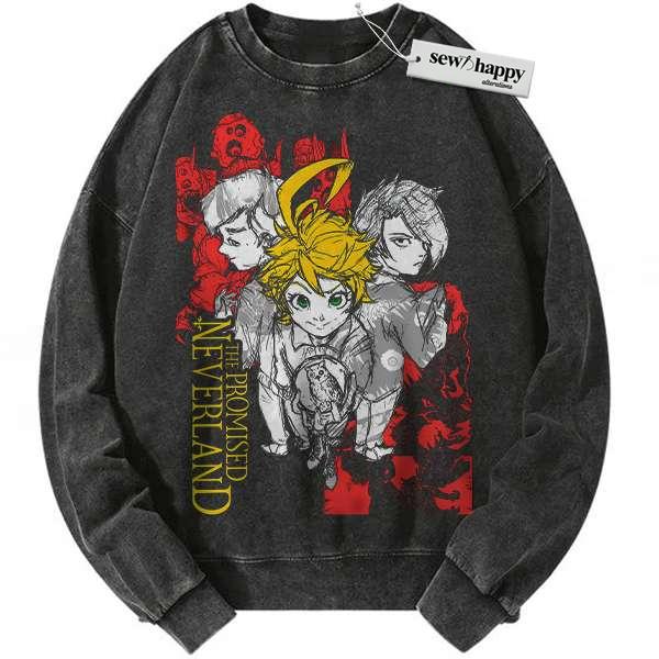 Wash Sweatshirt The Promised Neverland Sweatshirt, Anime Sweatshirt, Vintage Sweatshirt