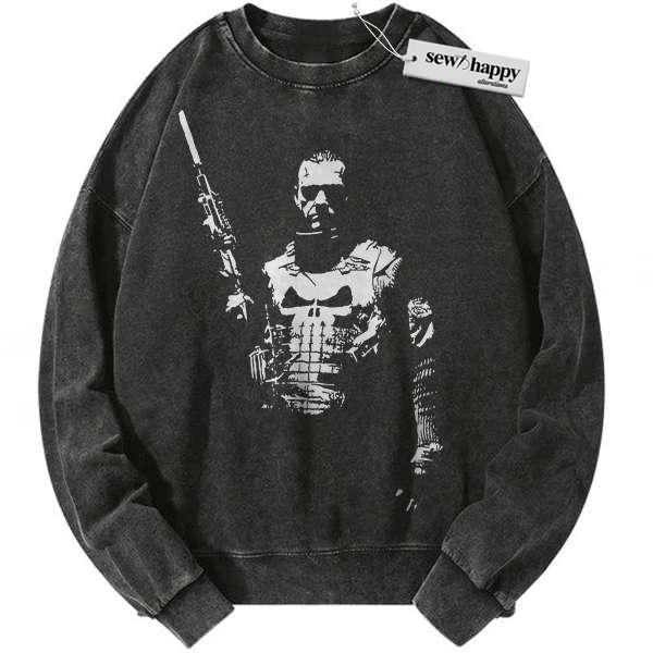 Wash Sweatshirt The Punisher Sweatshirt, Marvel Comics Sweatshirt, Vintage Sweater