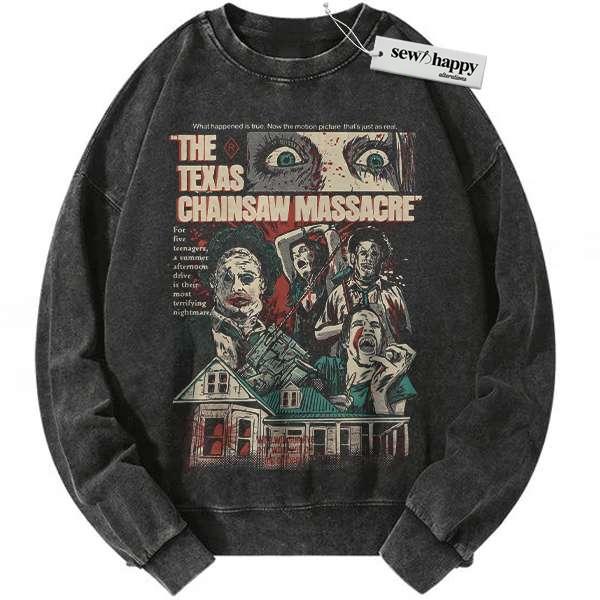 Wash Sweatshirt The Texas Chain Saw Massacre Sweatshirt, Halloween Sweatshirt, Horror Movie Sweatshirt, Vintage Sweater