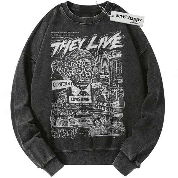 Wash Sweatshirt They Live Sweatshirt, Halloween Sweatshirt, Horror Sweatshirt, Vintage Sweater