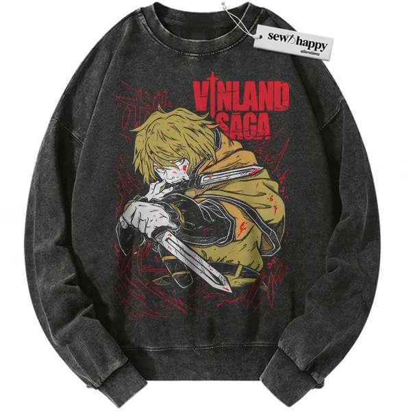 Wash Sweatshirt Thorfinn Sweatshirt, Vinland Saga Sweatshirt, Anime Sweatshirt, Vintage Sweatshirt