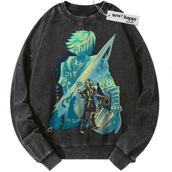 Wash Sweatshirt Tidus Sweatshirt, Final Fantasy Sweatshirt, Game Sweatshirt, Vintage Sweatshirt
