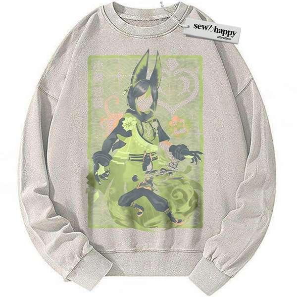 Wash Sweatshirt Tighnari Sweatshirt, Genshin Impact Sweatshirt, Game Sweatshirt, Vintage Sweatshirt