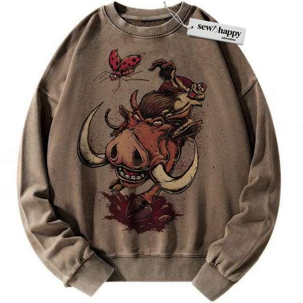 Wash Sweatshirt Timon and Pumbaa Sweatshirt, The Lion King Sweatshirt, Animated Sweatshirt, Vintage Sweater