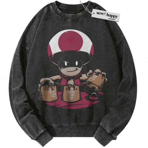Wash Sweatshirt Toad Sweatshirt, Super Mario Sweatshirt, Game Sweatshirt, Vintage Sweater Wash Sweatshirt Toad Sweatshirt, Super Mario Sweatshirt, Game Sweatshirt, Vintage Sweater - Image 1