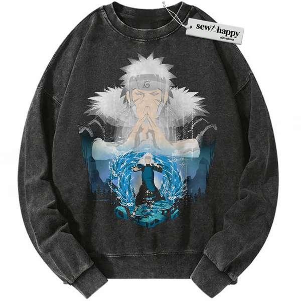 Wash Sweatshirt Tobirama Senju Sweatshirt, Naruto Sweatshirt, Anime Sweatshirt, Vintage Sweater